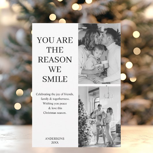 Moderne minimalistische multi-foto kerst feestdagenkaart