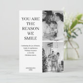 Moderne minimalistische multi-foto kerst feestdagenkaart (Staand voorkant)