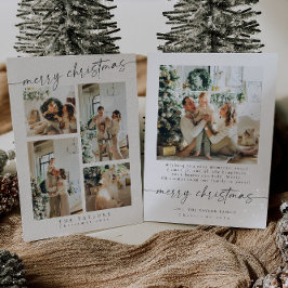 Moderne minimalistische Multi Photo Christmas-Kaar Feestdagenkaart