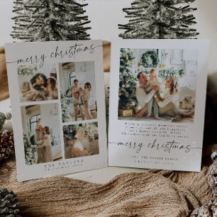 Moderne minimalistische Multi Photo Christmas-Kaar Feestdagenkaart