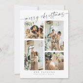 Moderne minimalistische Multi Photo Christmas-Kaar Feestdagenkaart (Voorkant)