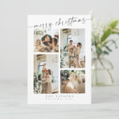 Moderne minimalistische Multi Photo Christmas-Kaar Feestdagenkaart (Staand voorkant)