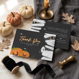 Moderne Minimalistische Mummie Kat Halloween Bedankkaart