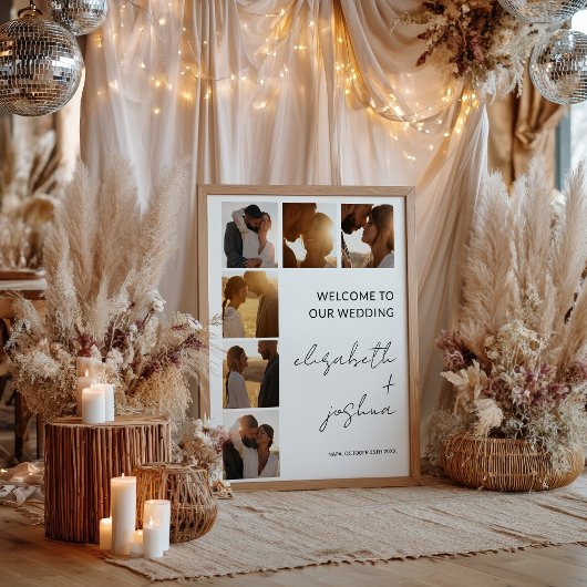 Moderne Minimalistische Naam Fotogrid Huwelijk Wel Poster