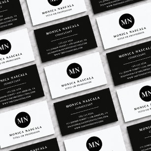 Moderne Minimalistische Naam Initiaal Monogram Visitekaartje