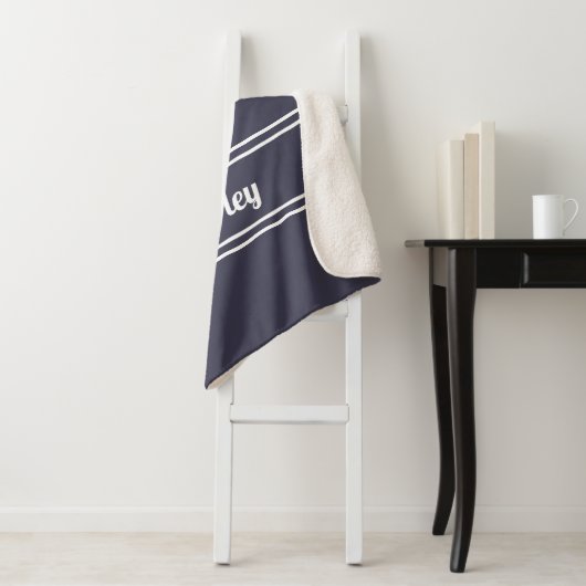 Moderne Minimalistische Naam Monogram Script Chic Sherpa Deken (In situ)