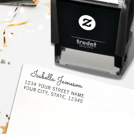Moderne Minimalistische Naam Retouradres Zelfinktende Stempel