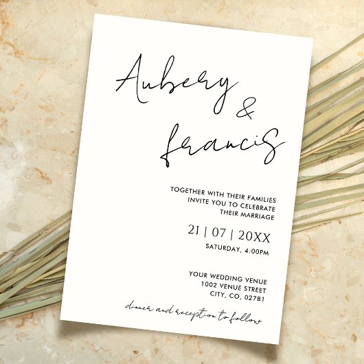 Moderne minimalistische naam script kalligrafie zw kaart