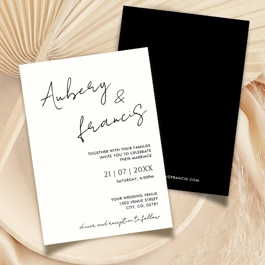 Moderne minimalistische naam script kalligrafie zw kaart