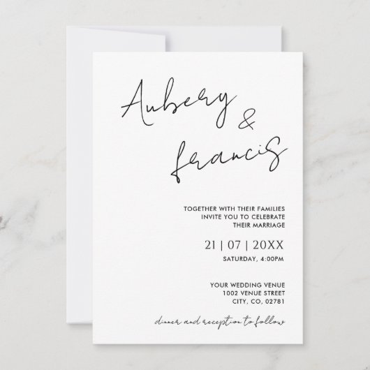 Moderne minimalistische naam script kalligrafie zw kaart (Voorkant)