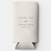 Moderne minimalistische naam van het huwelijk seltzer blikjeskoeler (Voorkant)