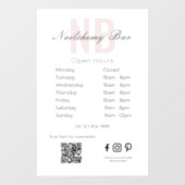 Moderne minimalistische nagelsalon Openingstijden  Raamsticker (Vel)