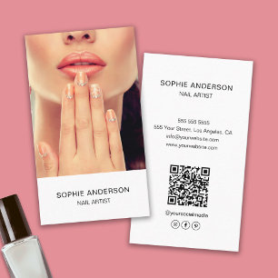 Moderne Minimalistische Nail Artist White Visitekaartje