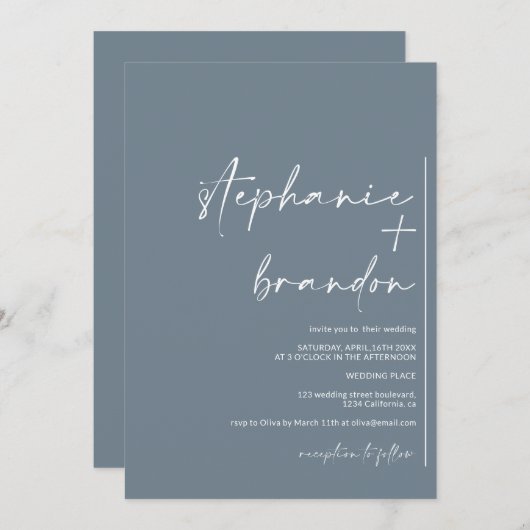 Moderne minimalistische namen kalligrafie blauwe b kaart (Voorkant / Achterkant)