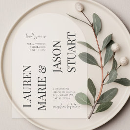 Moderne minimalistische namen kalligrafie zwart acryl uitnodigingen