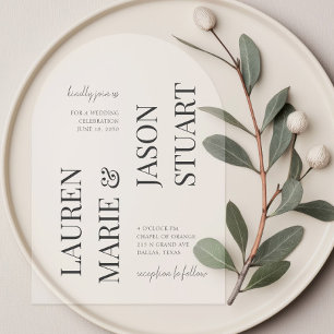 Moderne minimalistische namen kalligrafie zwart acryl uitnodigingen