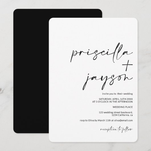 Moderne minimalistische namen kalligrafie zwarte b kaart (Voorkant / Achterkant)