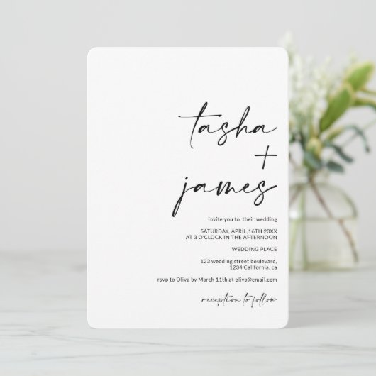 Moderne minimalistische namen kalligrafie zwarte b kaart (Staand voorkant)