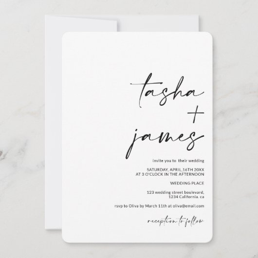 Moderne minimalistische namen kalligrafie zwarte b kaart (Voorkant)