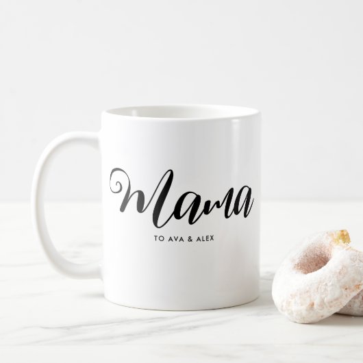 Moderne minimalistische namen met Moederdag Mama n Koffiemok (Met donut)