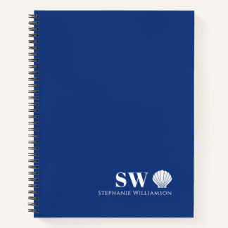 Moderne Minimalistische Nautilus Schelp Initialen  Notitieboek