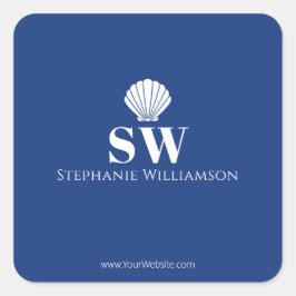 Moderne Minimalistische Nautilus Schelp Initialen  Vierkante Sticker