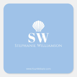Moderne Minimalistische Nautilus Schelp Initialen  Vierkante Sticker