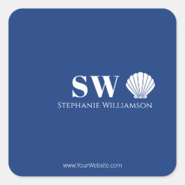 Moderne Minimalistische Nautilus Schelp Initialen  Vierkante Sticker