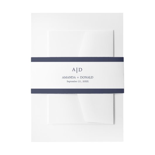 Moderne minimalistische nautische monogram bruilof uitnodigingen wikkel (Voorkant Voorbeeld)