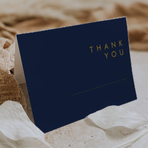 Moderne Minimalistische Navy Blau   Goud Vouwkaart Bedankkaart