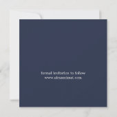 Moderne Minimalistische Navy Blau  Save The Date (Achterkant)