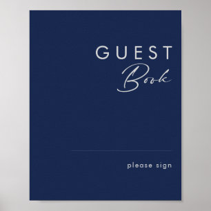 Moderne Minimalistische Navy Blau Zilveren Gastboe Poster