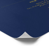 Moderne Minimalistische Navy Blauwe Gouden Signatu Poster (Hoek)
