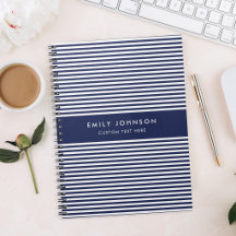 Moderne Minimalistische Navy Blauwe Strepen Monogr