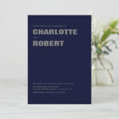 Moderne Minimalistische Navy Blauwe Trouw Kaart (Staand voorkant)