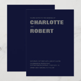 Moderne Minimalistische Navy Blauwe Trouw Kaart