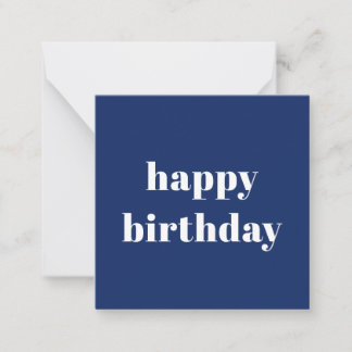 Moderne Minimalistische Navy Blauwe & Witte Gelukk Notitiekaartje