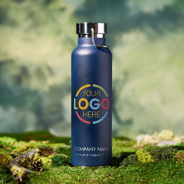 Moderne minimalistische Navy Blue Company Business Waterfles