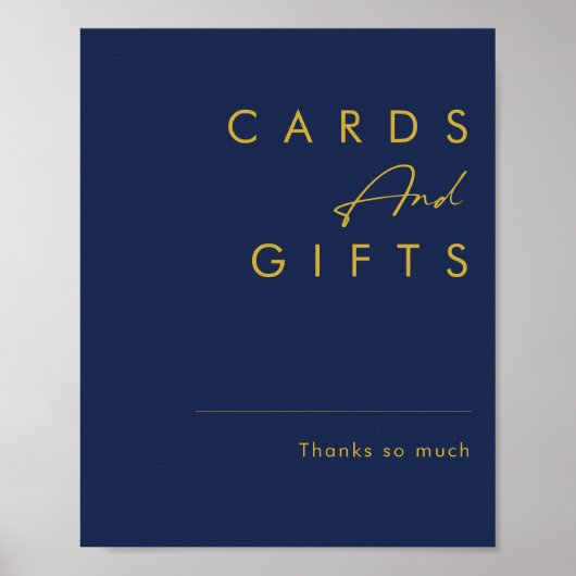 Moderne minimalistische Navy Blue | Gouden Kaarten Poster (Voorkant)