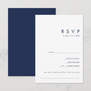 Moderne, minimalistische Navy Blue Song Request RS RSVP Kaartje