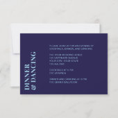 Moderne minimalistische Navy Blue Wedding Receptie RSVP Kaartje (Voorkant)