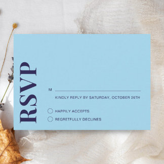 Moderne minimalistische Navy Blue Wedding RSVP Kaa