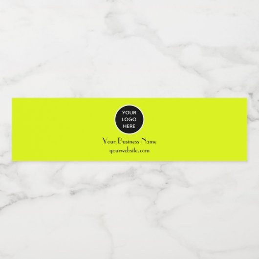 Moderne minimalistische neon geel aangepaste logo  waterfles etiket (Enkel label)