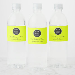 Moderne Minimalistische Neon Gele Aangepaste logo  Waterfles Etiket