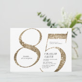 Moderne minimalistische nep goud glitters 85e verj kaart (Staand voorkant)