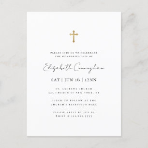 Moderne Minimalistische Nep Gouden Kruis Herdenkin Briefkaart