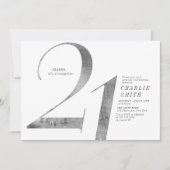 Moderne minimalistische nep zilveren 21e verjaarda kaart (Voorkant)