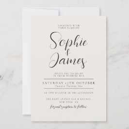 Moderne minimalistische neutrale bruiloft uitnodig kaart