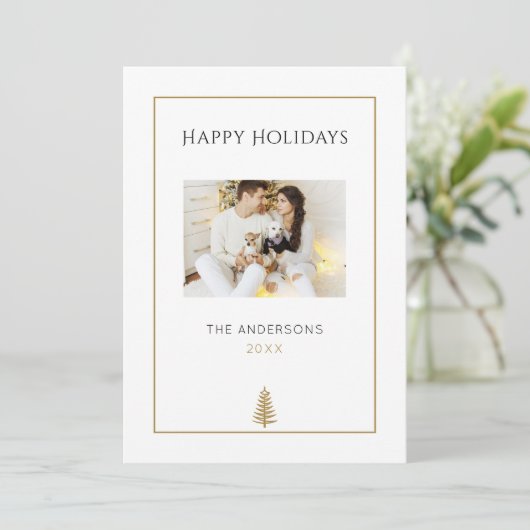 Moderne Minimalistische Neutrale Kerstmis Met Één  Feestdagenkaart (Staand voorkant)