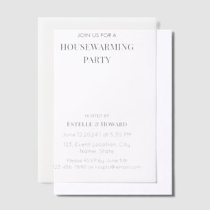 Moderne Minimalistische Nieuw Thuis Housewarming P Vellum Uitnodigingen